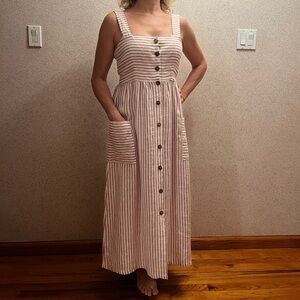 Artisan NY 100% Linen Striped Sleeveless Dress